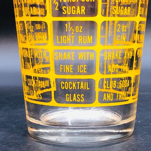 Mid Century Federal Glass Cocktail Shaker Bottom Recipes Ombre Red to Yellow - Picture 8 of 12